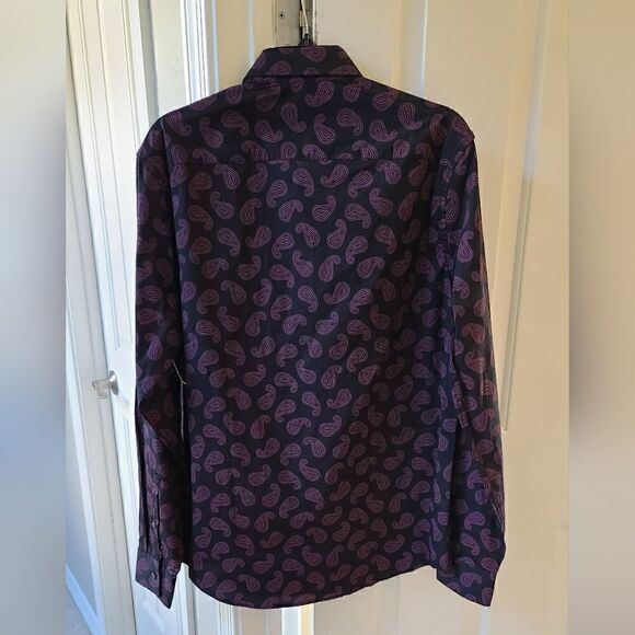 Michael Kors Men's Paisley Print Button Down Shirt Slim Fit Medium New - Picture 4 of 6